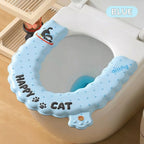 Cat-Print Waterproof Toilet Seat Cushion Cover