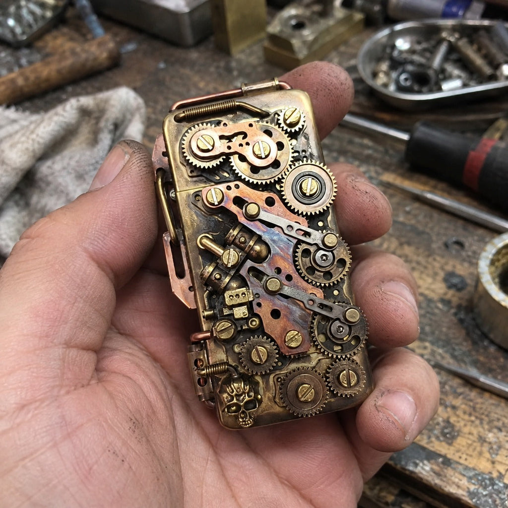 Gears of Time Brass Pocket Lighter