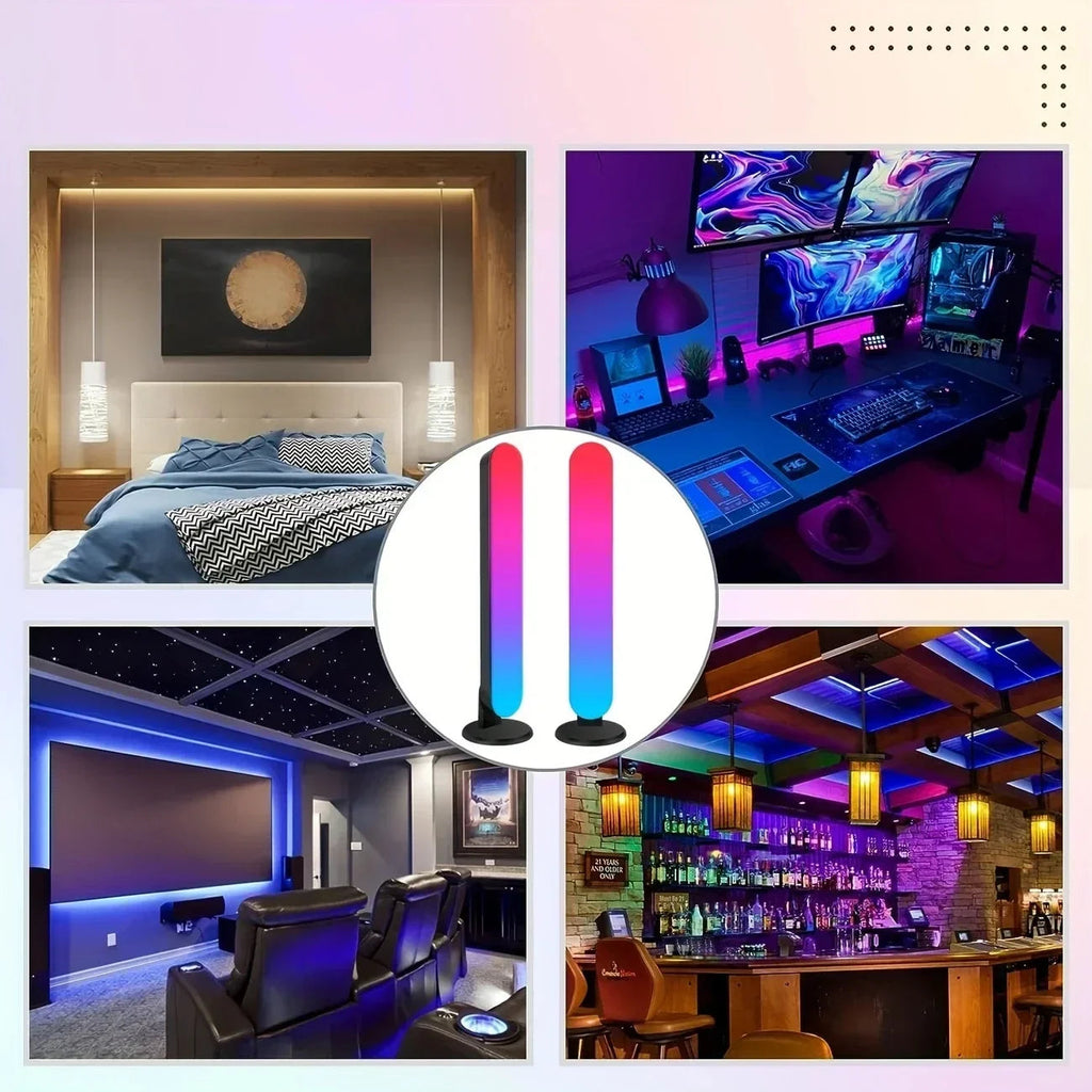 RGB Music Rhythm Light Bar - USB Rechargeable Audio Pickup Lamp for Desktop Gaming Decoration and Modern Ambient Lighting