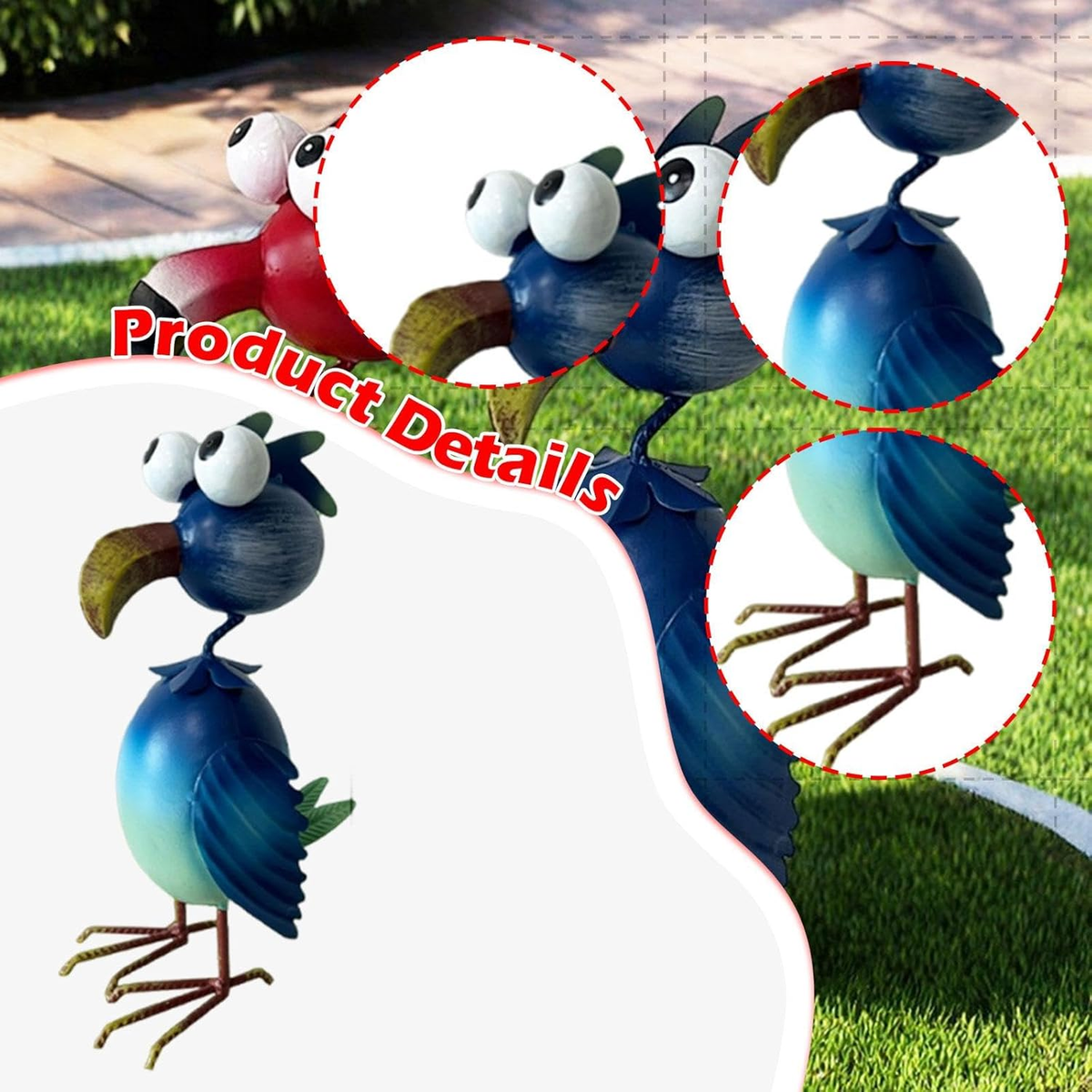 Metal Flamingo Garden Statue Outdoor Patio Yard Decor
