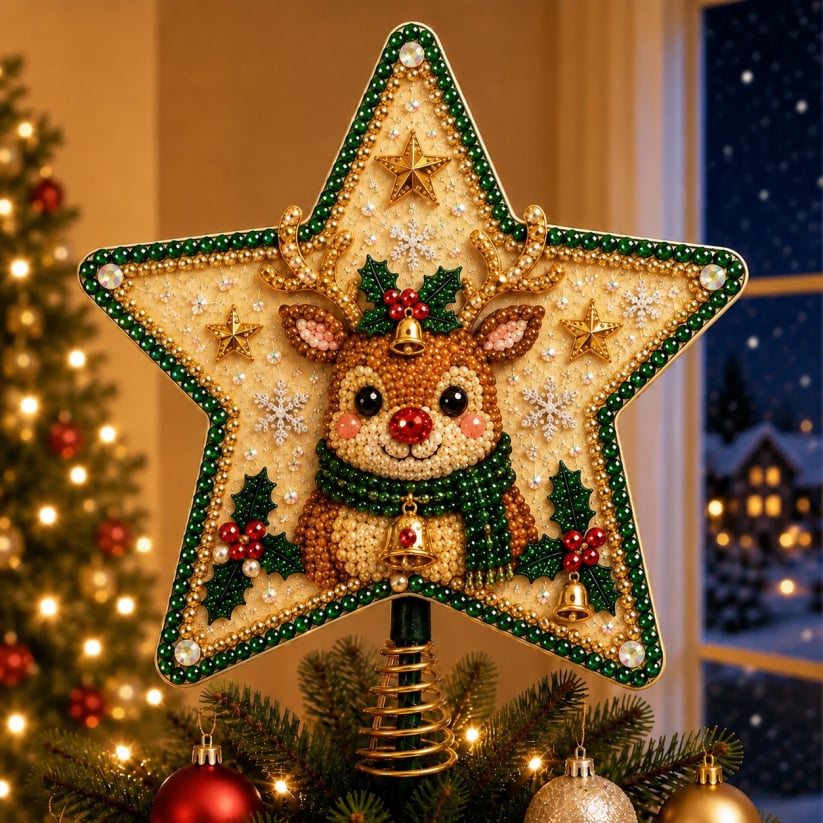 Pearl Diamond Art Christmas Tree Topper DIY Kit
