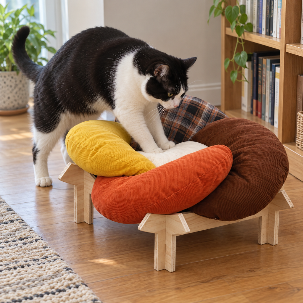 Flower Throne Rainbow Cat Bed