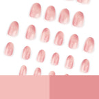 Sheer Pink Ombré Short Oval Press-On Nails – 24-Piece Nail Kit with Glue