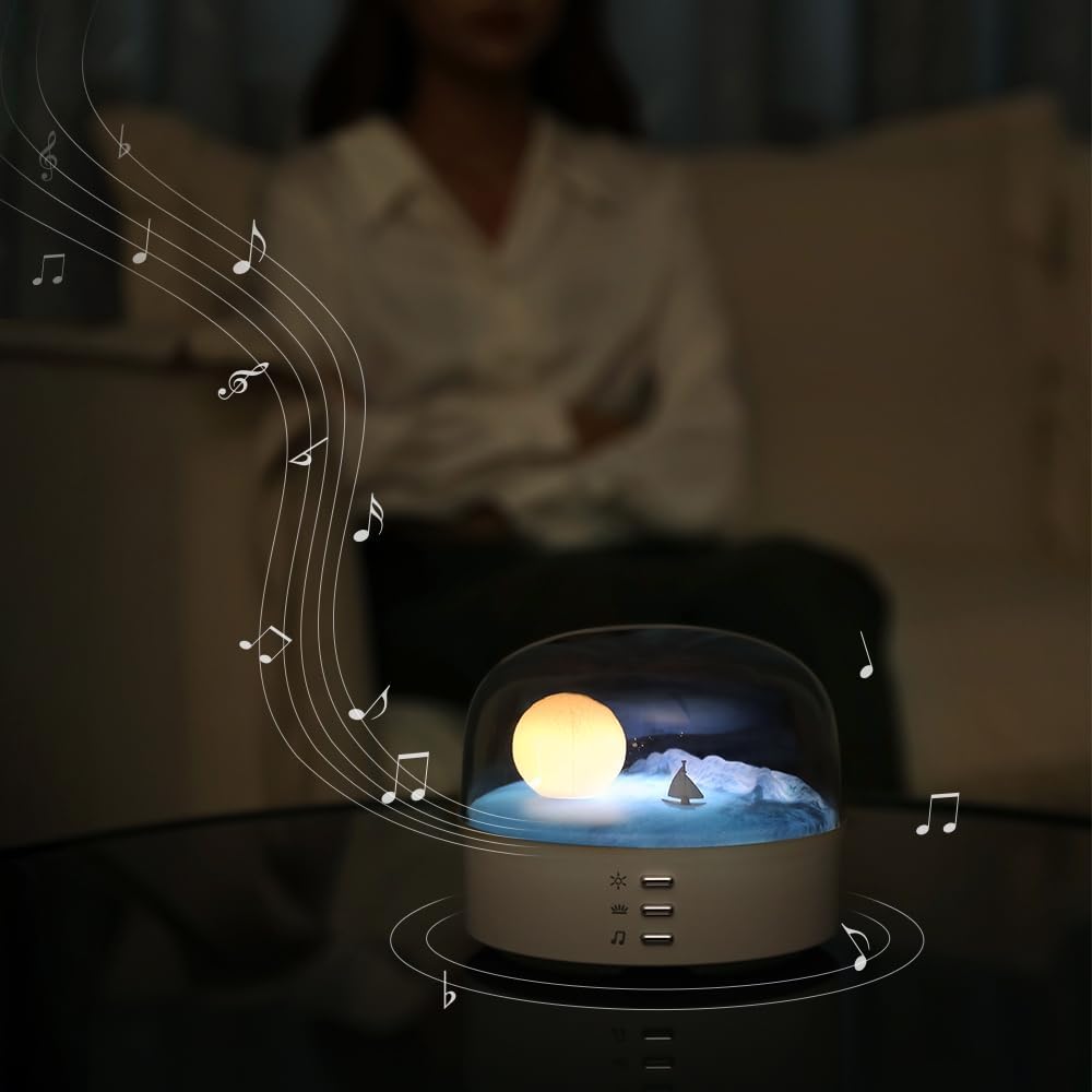 Bluetooth Music Box Portable Speaker – High Quality Sound Effects Wireless Mini Bluetooth Speaker with Ambient Light Strip and Soft Dimming Glow