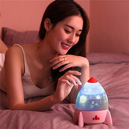 Rocket Projection Starry Sky Lamp – USB Rechargeable Rotating Night Light with Romantic Galaxy Atmosphere Glow