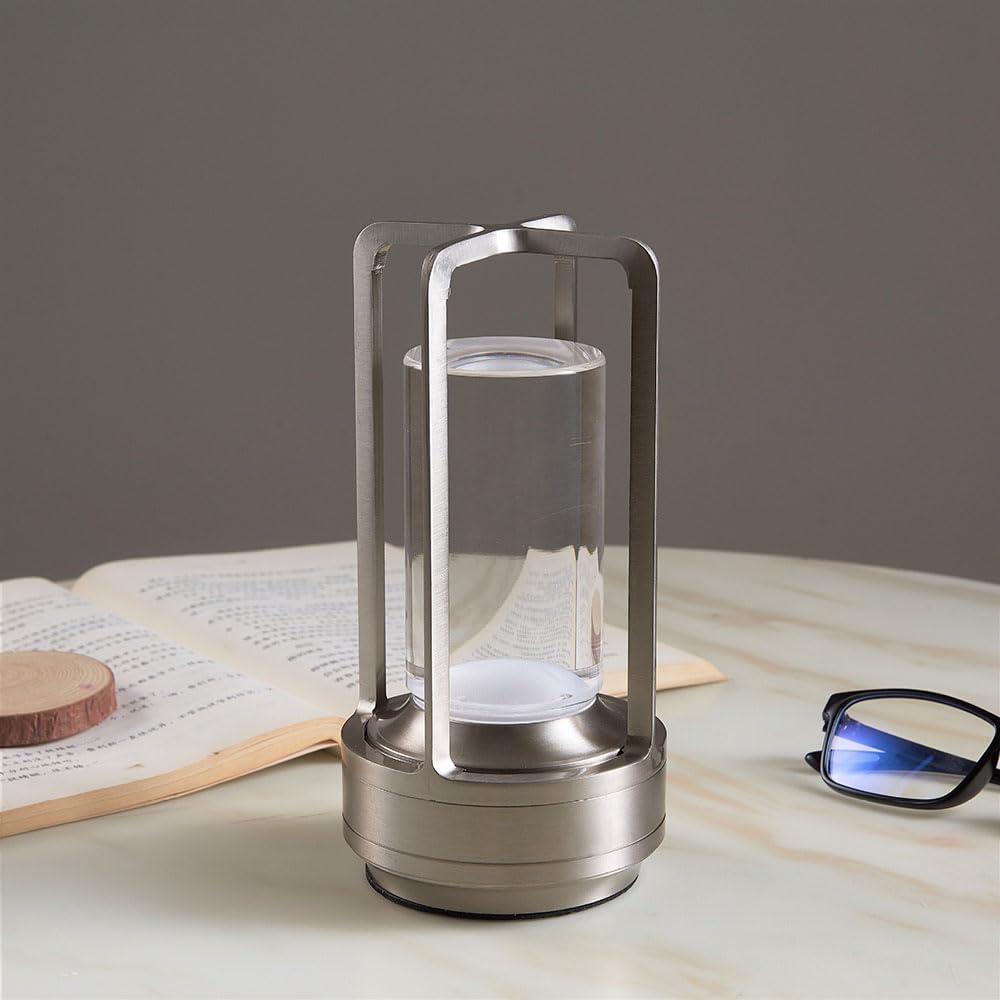 Type-C Wireless Table Lamp - Retro Metal Touch-Dimming Rechargeable Night Light for Bedroom, Restaurant, Outdoor Ambience & Home Decor