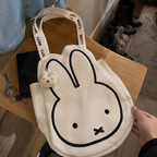 Marshmallow White Bunny Kawaii Canvas Tote Bag