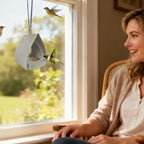 Modern Hanging Bird Feeder for Small Songbirds, Outdoor Garden Decor