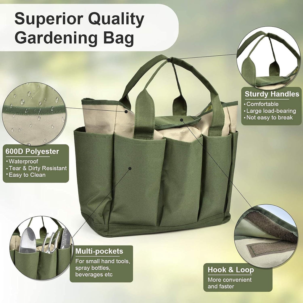 Garden Tool Organizer Tote Bag with Multiple Pockets