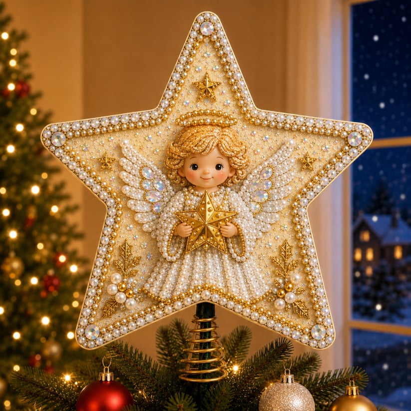 Pearl Diamond Art Christmas Tree Topper DIY Kit