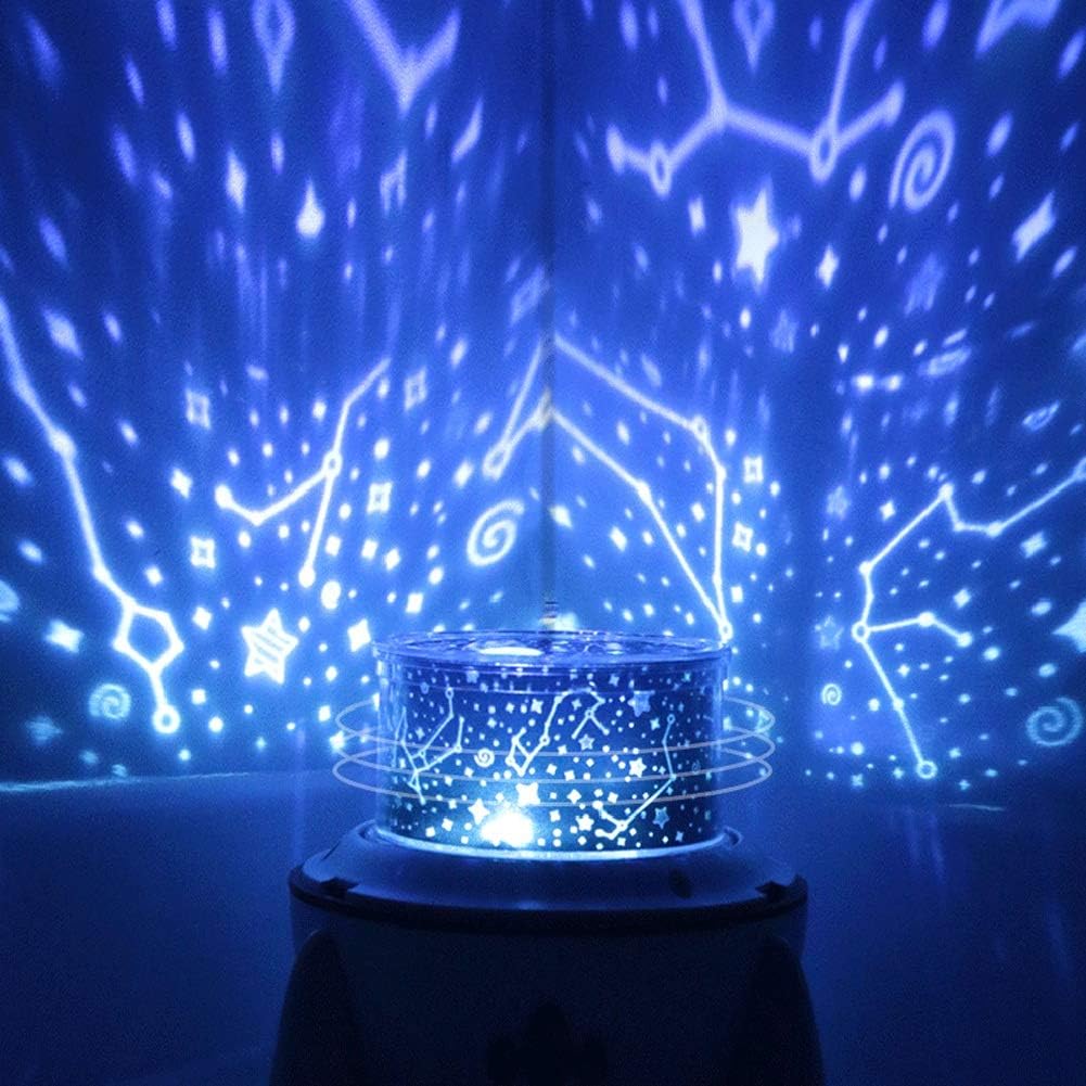 Rocket Projection Starry Sky Lamp – USB Rechargeable Rotating Night Light with Romantic Galaxy Atmosphere Glow