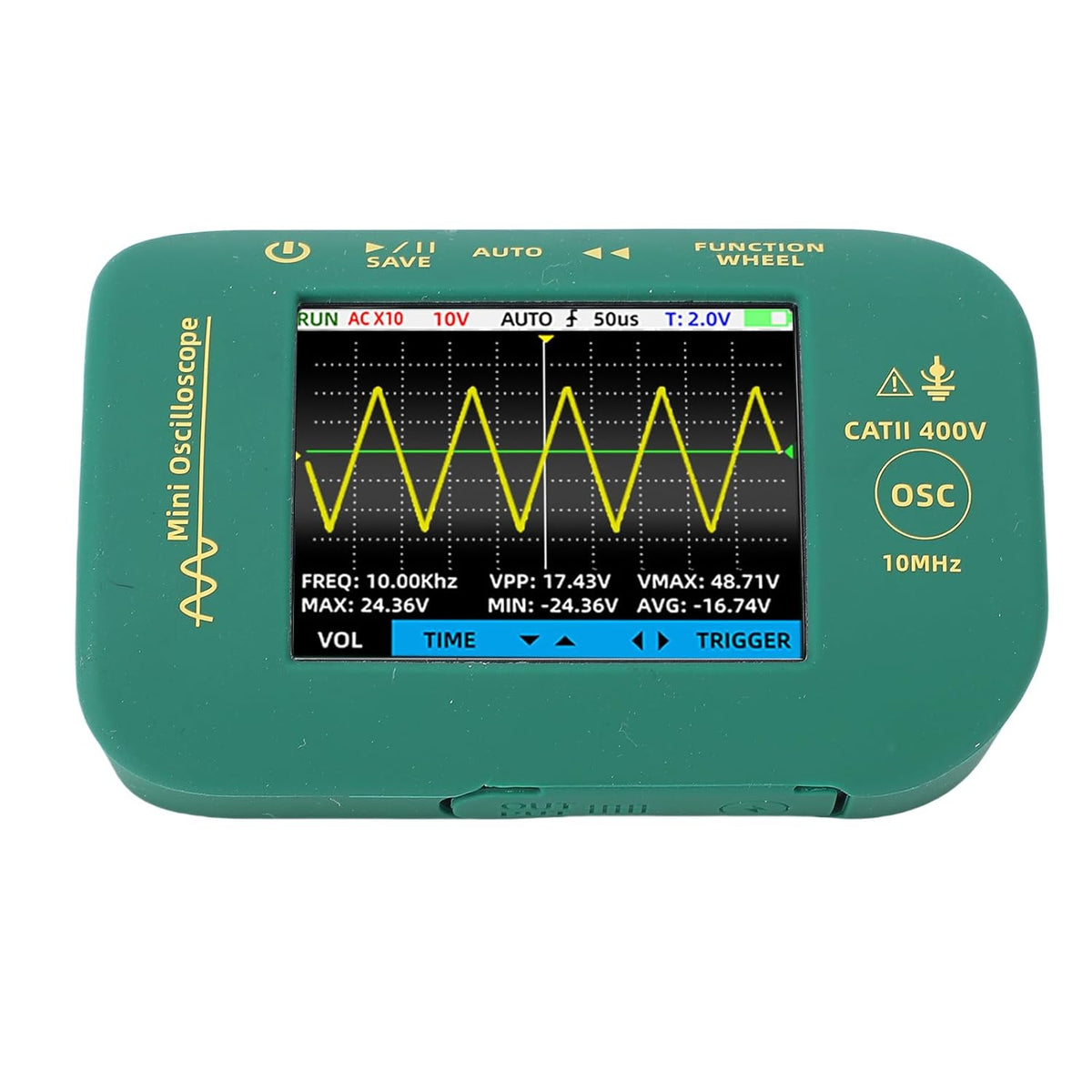 Handheld Digital Oscilloscope 10MHz – Portable USB Rechargeable Waveform Analyzer with 2.8in Display and Probe