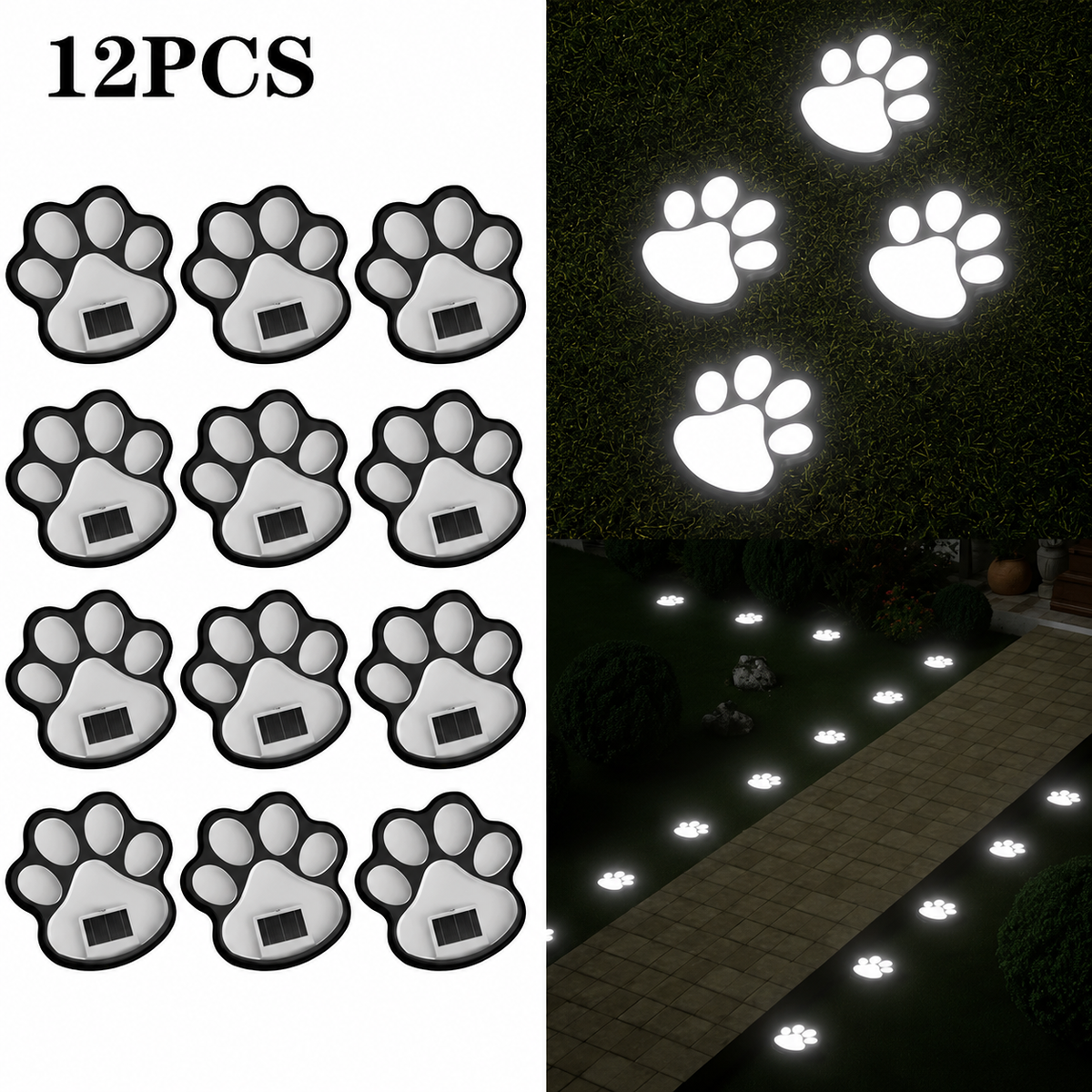 LED Solar Paw Print Light Waterproof for Garden Lawn Patio