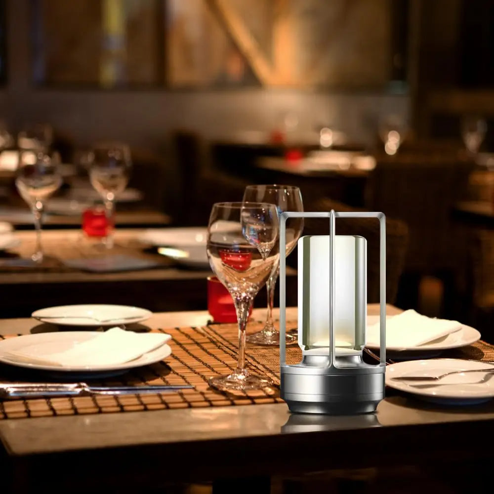 Type-C Wireless Table Lamp - Retro Metal Touch-Dimming Rechargeable Night Light for Bedroom, Restaurant, Outdoor Ambience & Home Decor