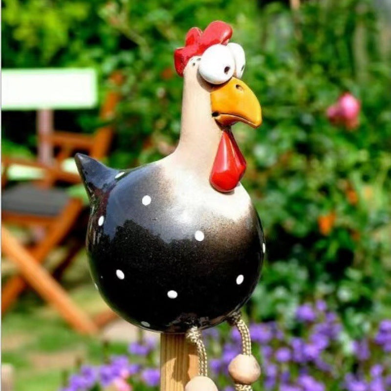 Hand-Painted Resin Chicken Garden Decor with Dangling Legs