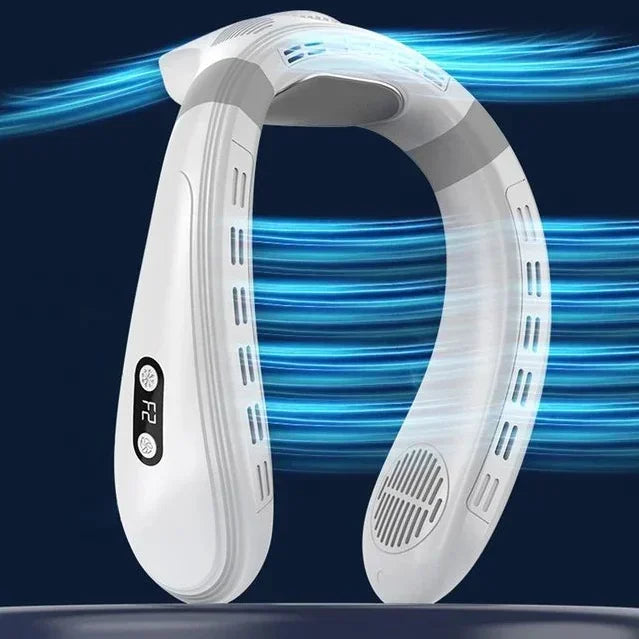 Portable Neck Air Conditioner Fan – Rechargeable Bladeless Neck Cooling Fan with Semiconductor Cooling for Outdoor Summer Comfort