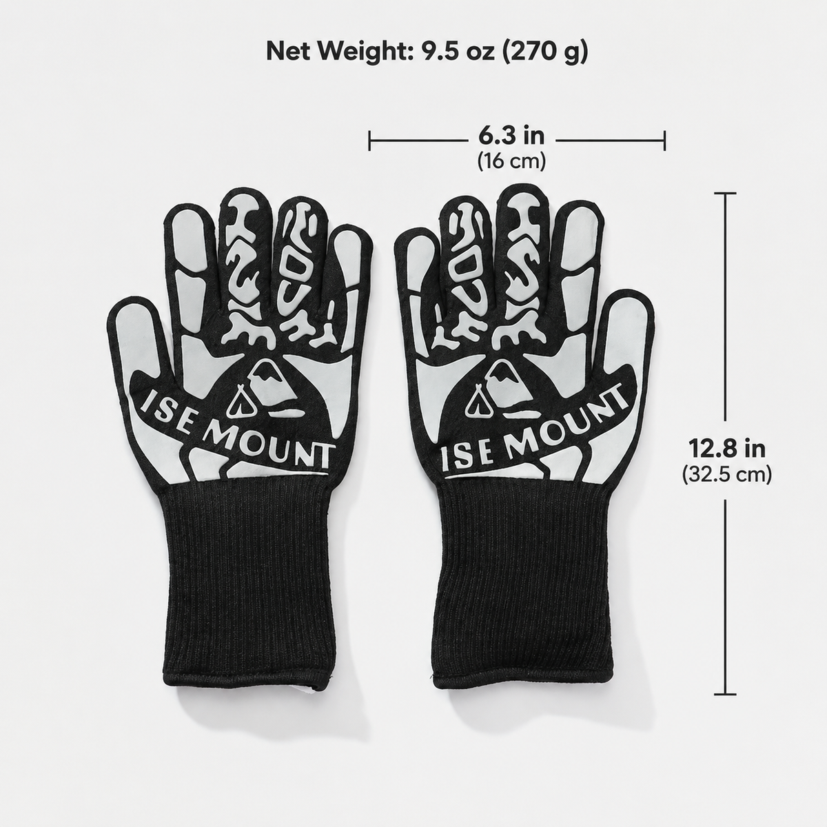 Heat Resistant BBQ Gloves with Long Cuff, Non-Slip Grilling Gloves