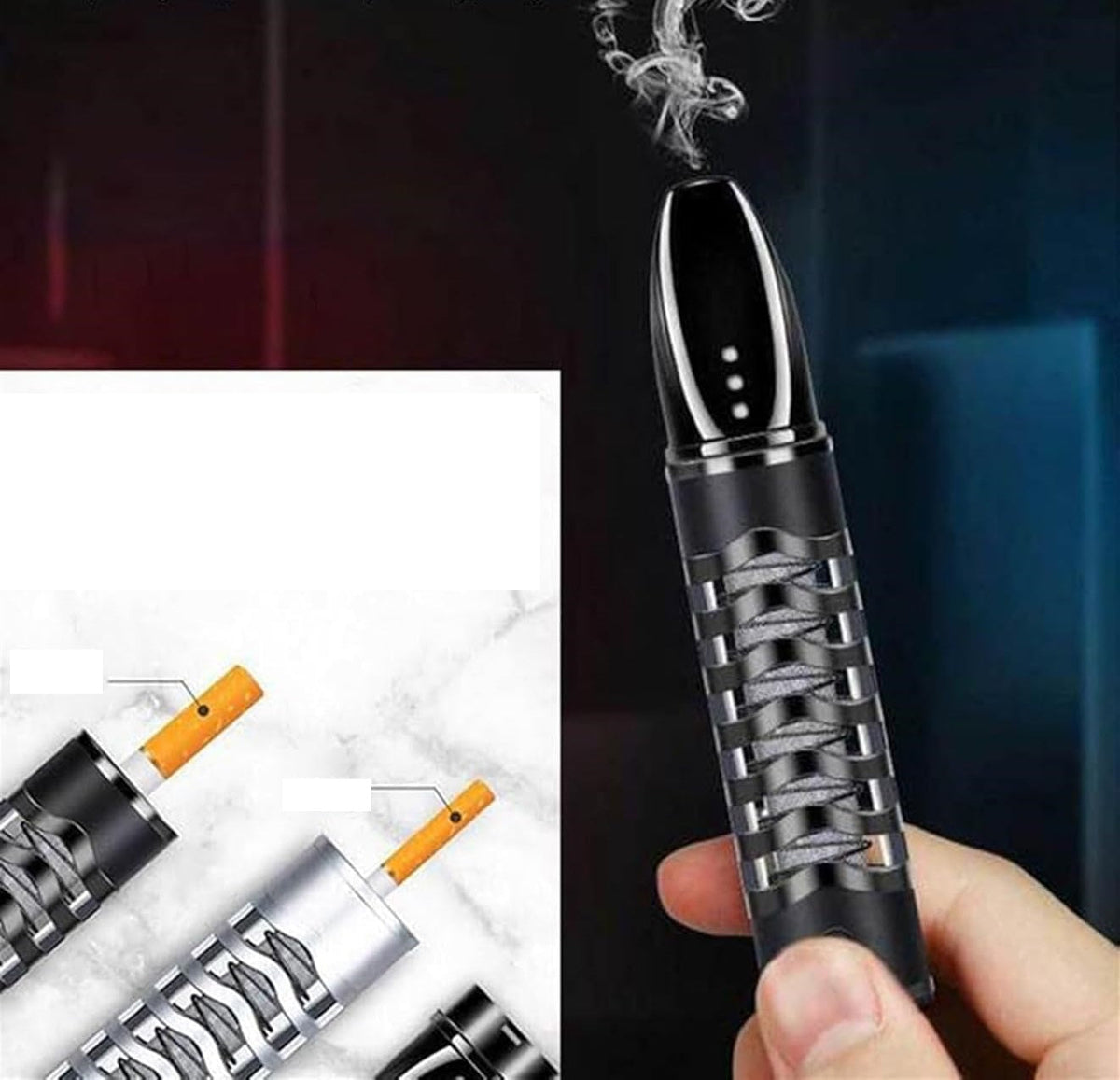 USB Rechargeable Smokeless Ashtray – Portable Handheld Cigarette Holder That Prevents Ash Drop Indoor Use