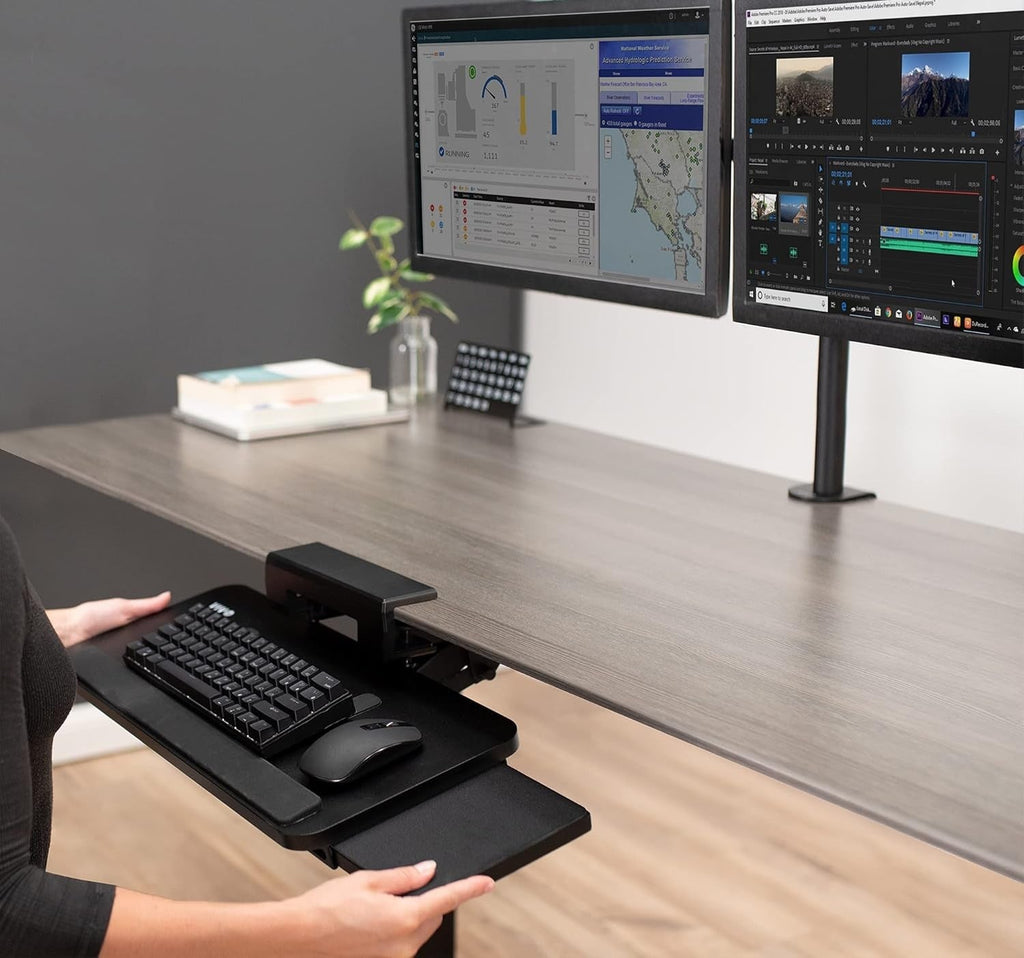 Adjustable Keyboard Tray – Slide-Out Under-Desk Holder with Height & Angle Control for Comfort Typing at Home & Office