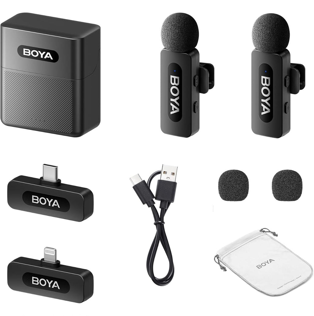 Wireless Lavalier Lapel Microphone – Rechargeable Noise-Cancelling Clip-On Mic for iPhone, Android, Camera, Live Streaming & Vlogging