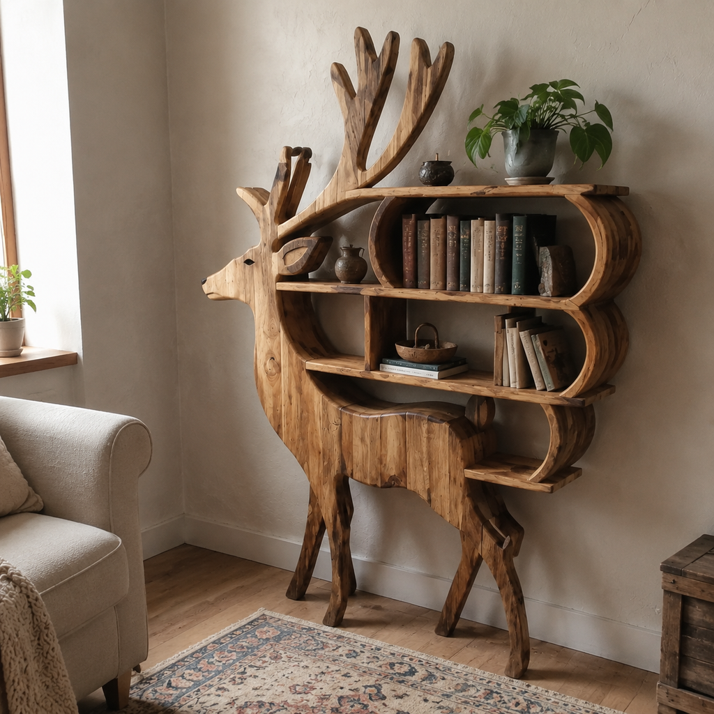 Forest Guardian Deer Wall Storage Shelf