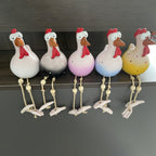 Hand-Painted Resin Chicken Garden Decor with Dangling Legs
