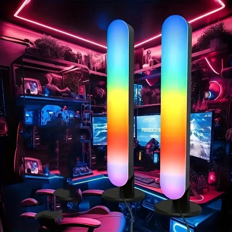 RGB Music Rhythm Light Bar - USB Rechargeable Audio Pickup Lamp for Desktop Gaming Decoration and Modern Ambient Lighting
