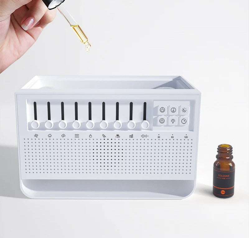 Essential Oil Diffuser & Air Humidifier with Speaker– 3in1 200ML with 8 Natural Sounds & White Noise for Better Sleep & Calm