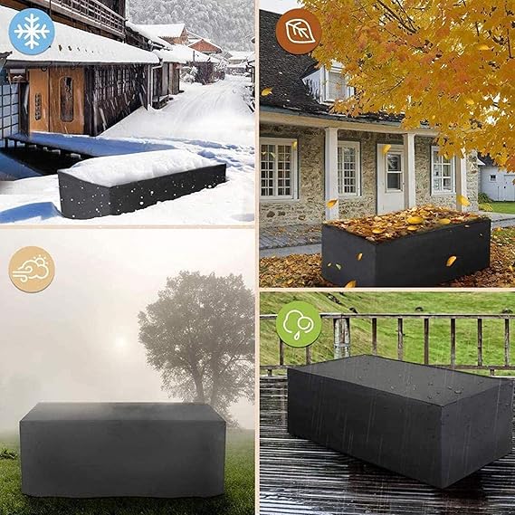 Waterproof Garden Furniture Cover Black Polyester