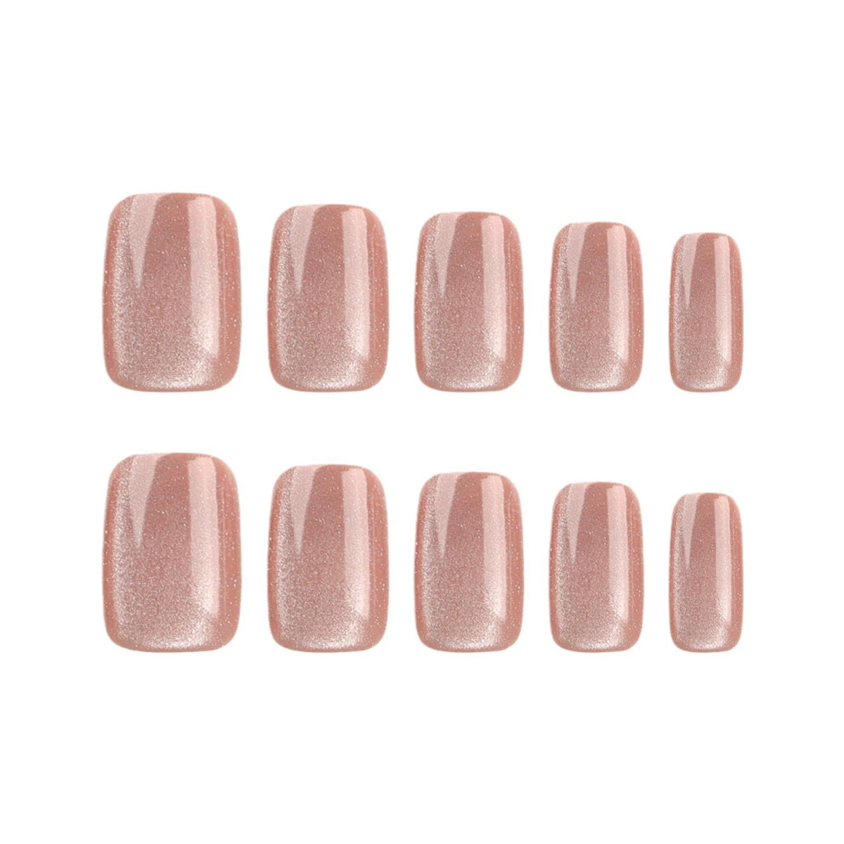 Champagne Cat Eye Short Tapered Square Press-On Nails, 24 Pcs + Glue