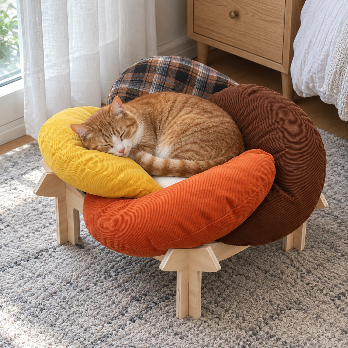 Flower Throne Rainbow Cat Bed