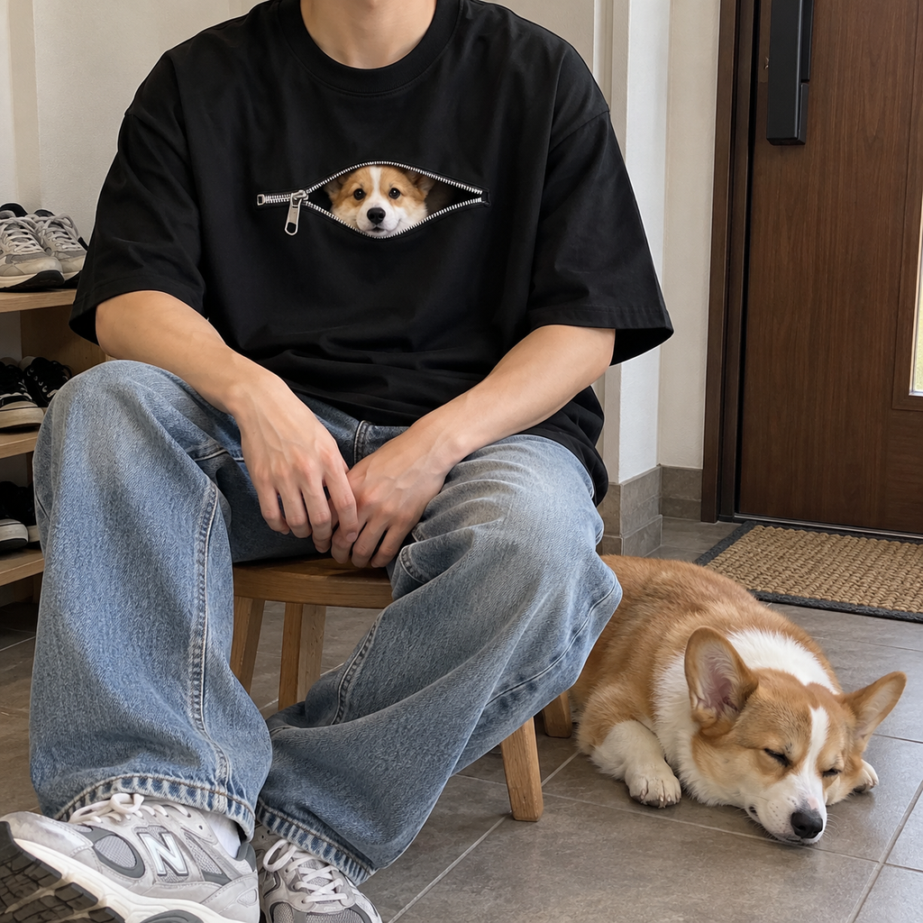 Hidden Puppy Zipper Sweatshirt