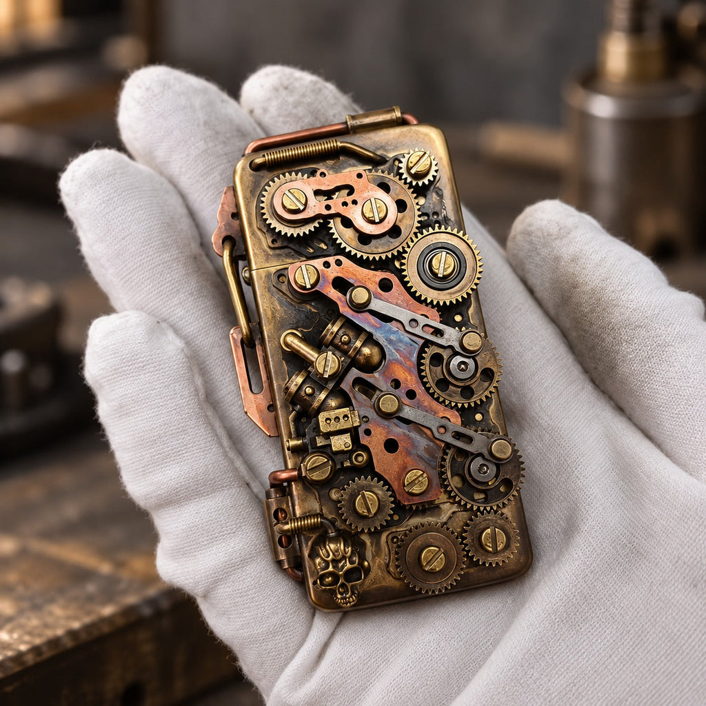 Gears of Time Brass Pocket Lighter