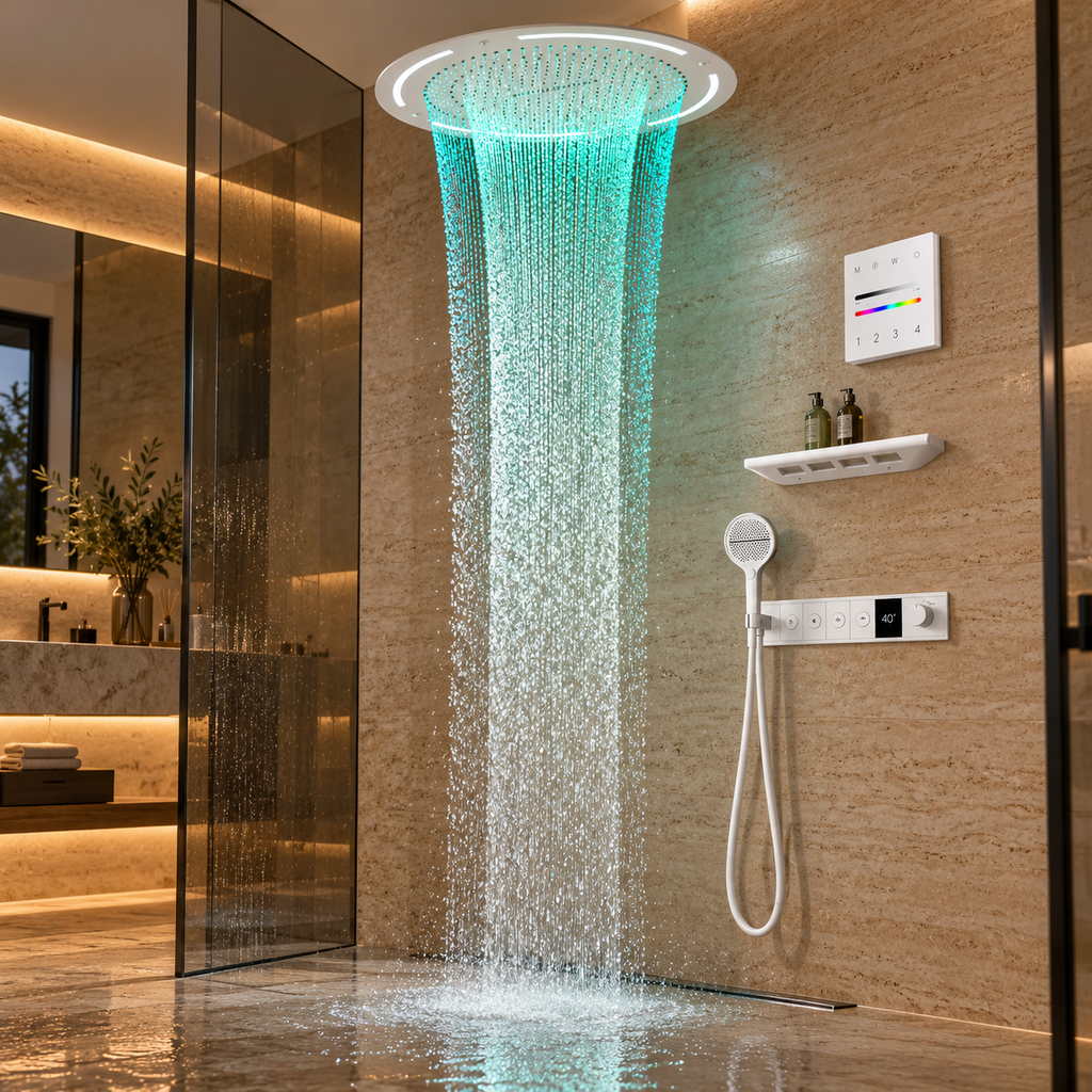 Skylight Ceiling Mounted LED Rain Shower System