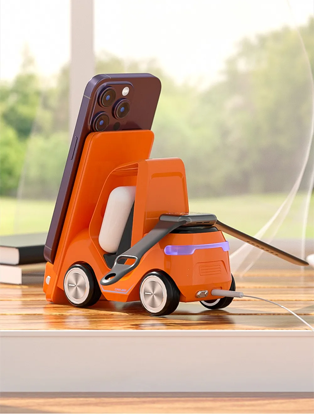 Car Shaped Wireless Charging Dock & LED Alarm Clock – 3-in-1 Fast Charge for iPhone, Apple Watch & Air Pods
