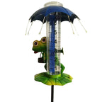 Rain Gauge Outdoor - Frog Rain Gauge with LED Solar Lights, Metal Water Gauge for Yard Garden Decor