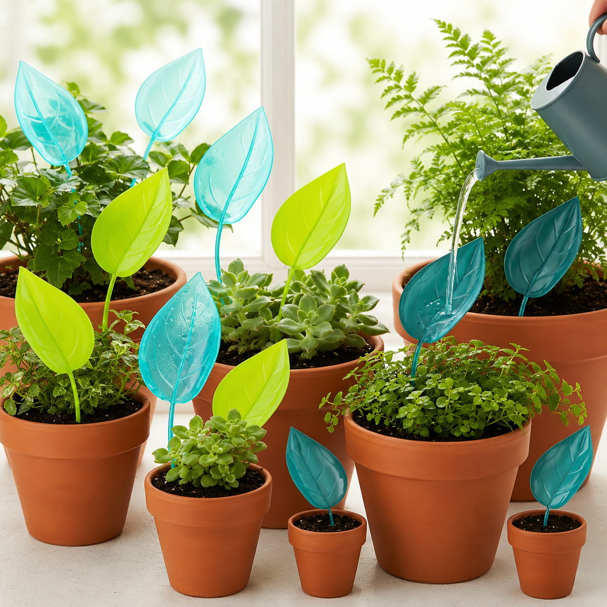 Leaf Plant Watering Funnels Set For Indoor And Outdoor Plant Care