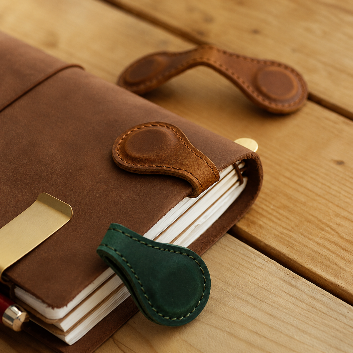 2 Pack Leather Magnetic Bookmarks for Books Journals Planners