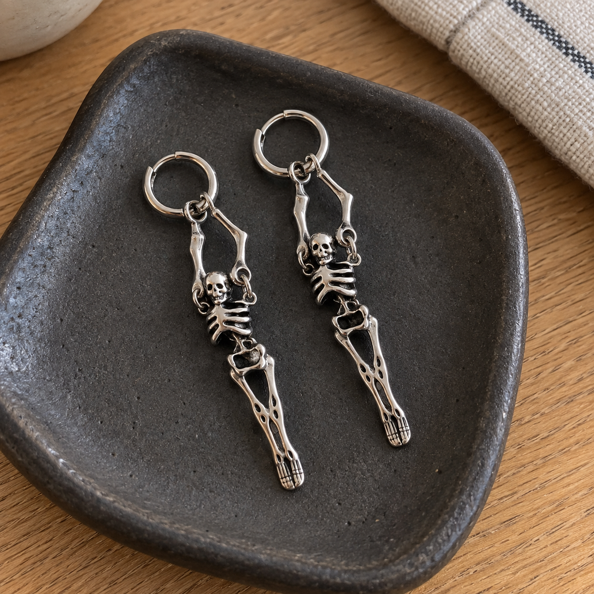 Hanging Skeleton Hoop Earring