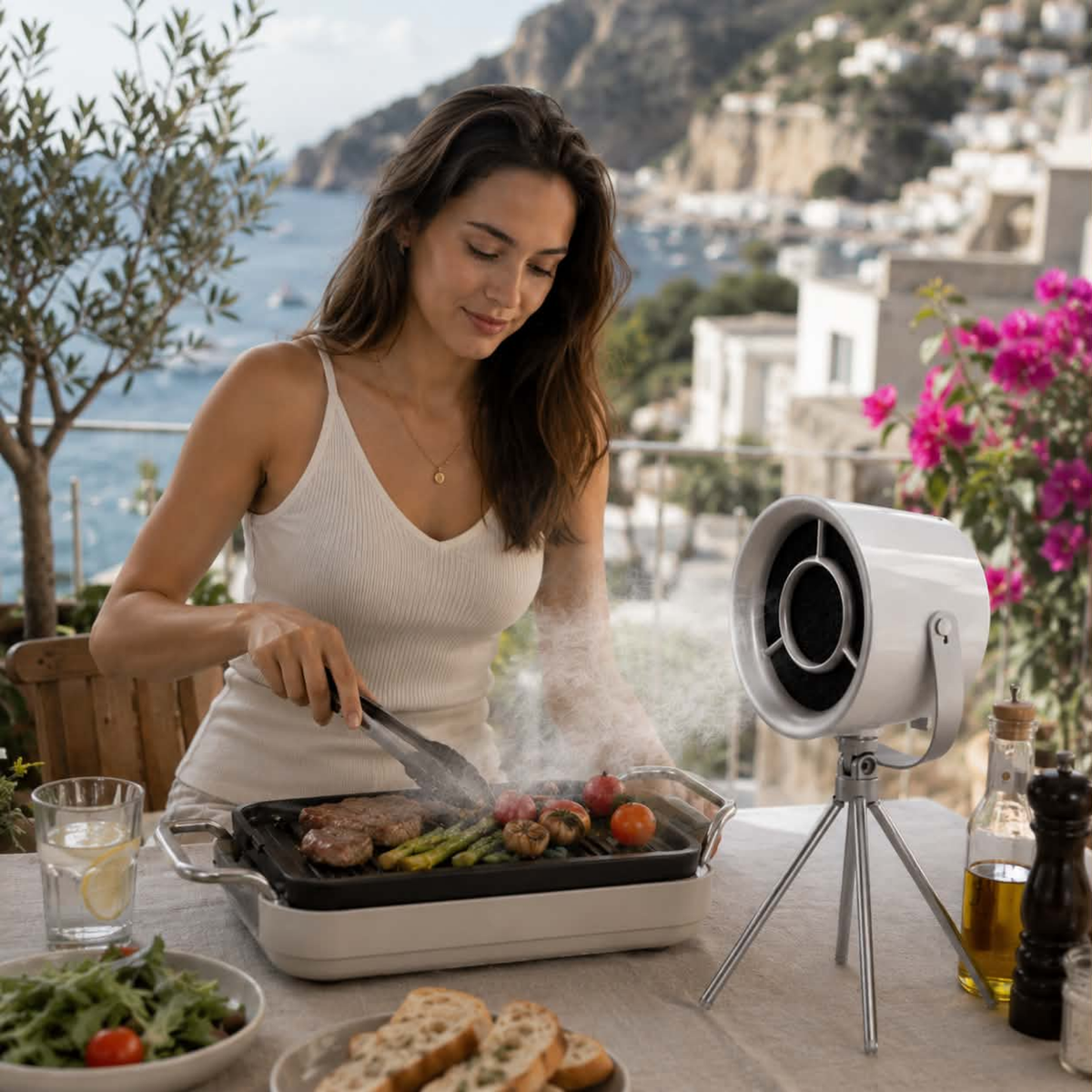 Portable Mini Desktop Range Hood – High Suction Exhaust Fan for Indoor Barbecue Small Kitchens and Electric Cookers to Eliminate Smoke Odors
