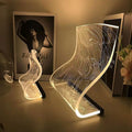 USB-Powered Modern Curved LED Desk Lamp – Futuristic Ambient Lighting with Acrylic Shade, Transparent LED Screen, Perfect for Gaming Rooms, Bedrooms, or Stylish Home Office Desks