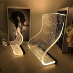 USB-Powered Modern Curved LED Desk Lamp – Futuristic Ambient Lighting with Acrylic Shade, Transparent LED Screen, Perfect for Gaming Rooms, Bedrooms, or Stylish Home Office Desks