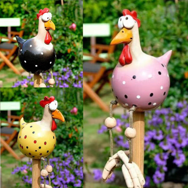 Hand-Painted Resin Chicken Garden Decor with Dangling Legs