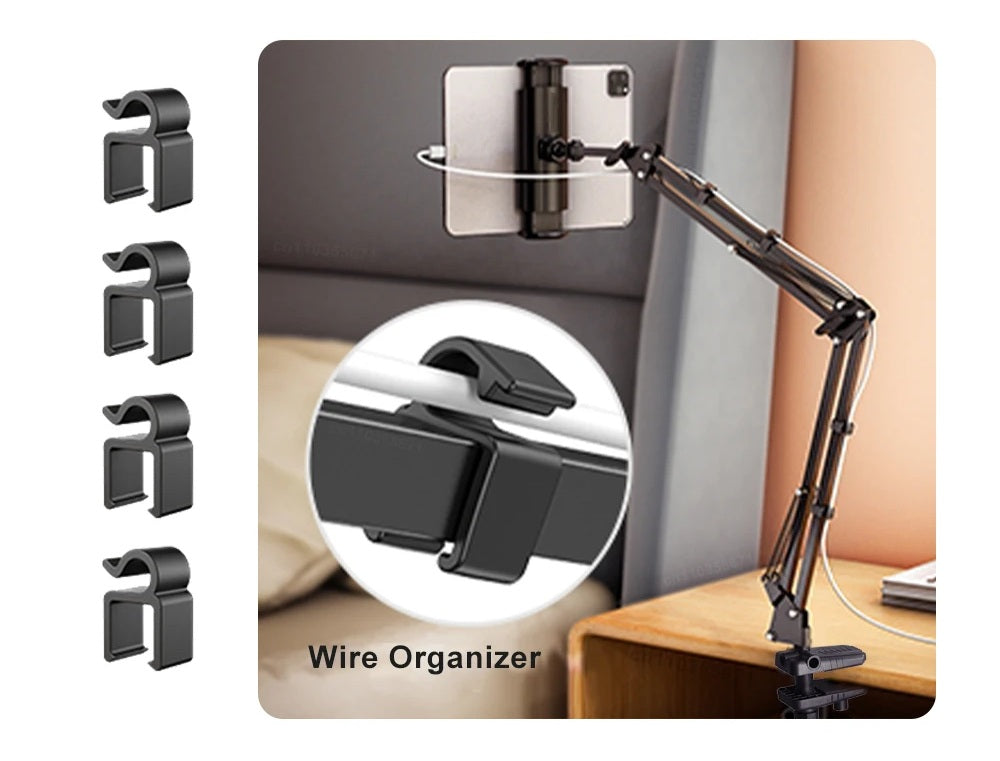 Rotatable Tablet Bed Stand – Long Arm Holder for iPad, Samsung & Xiaomi Tablets (4-12.9”) for Comfortable Viewing in Any Position