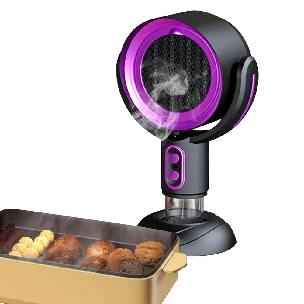 Rechargeable Kitchen Exhaust Fan – Desktop Range Hood with 360° Rotation and 3000mAh Battery for Grease-Free Cooking Anywhere