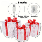 Light-Up Christmas Gift Boxes Set of 3