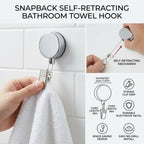 SnapBack Self-Retracting Bathroom Towel Hook