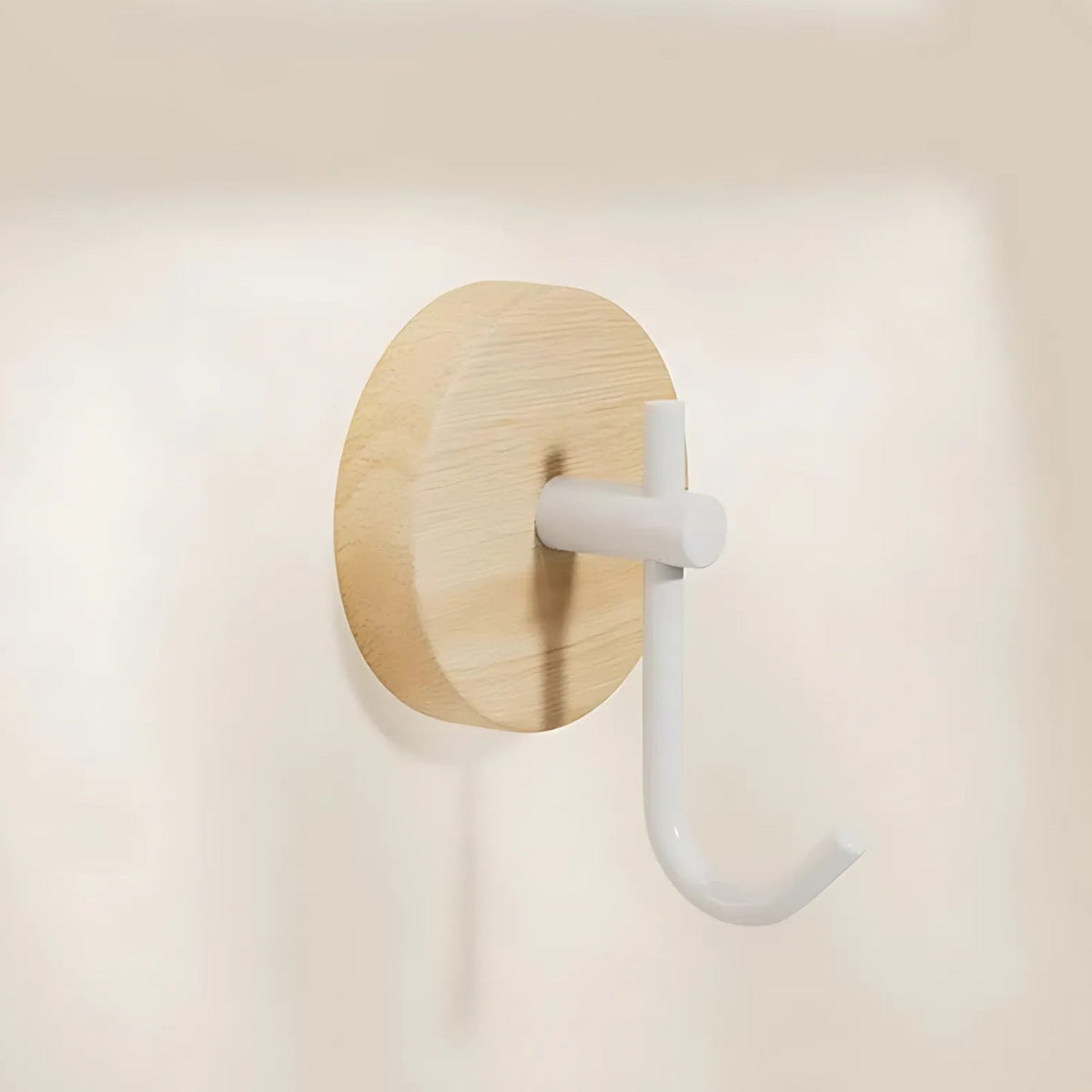 Chic Round Self-Adhesive Timber Wall Hook Piece