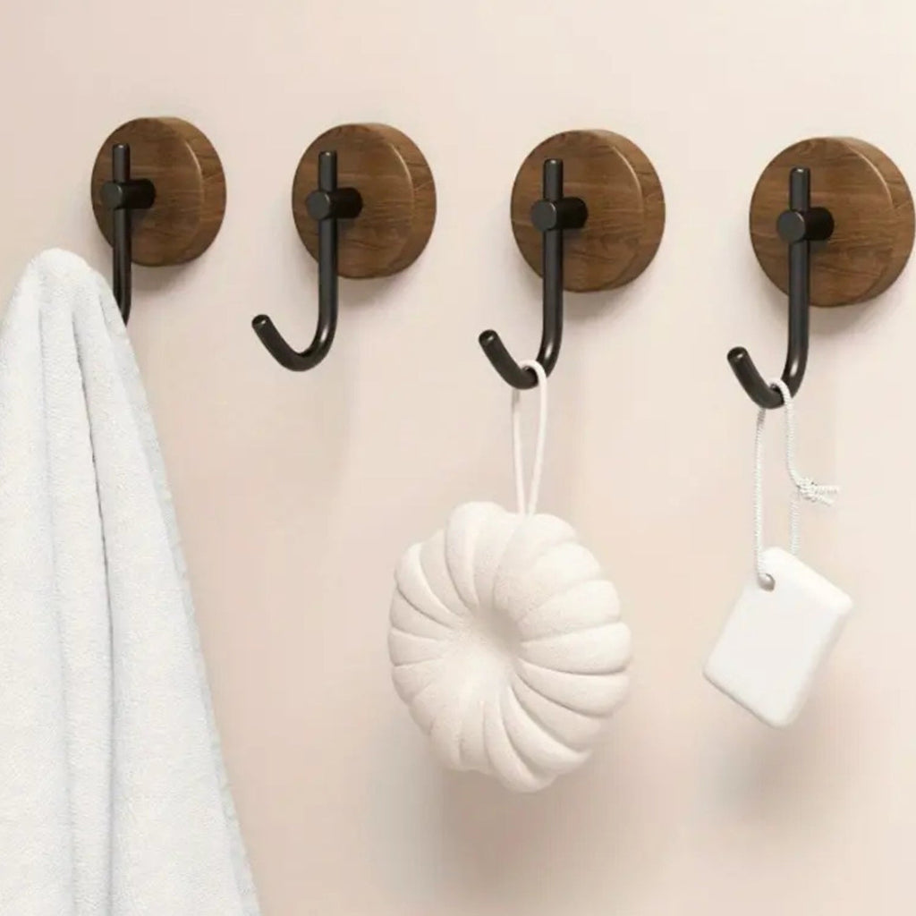 Chic Round Self-Adhesive Timber Wall Hook Piece