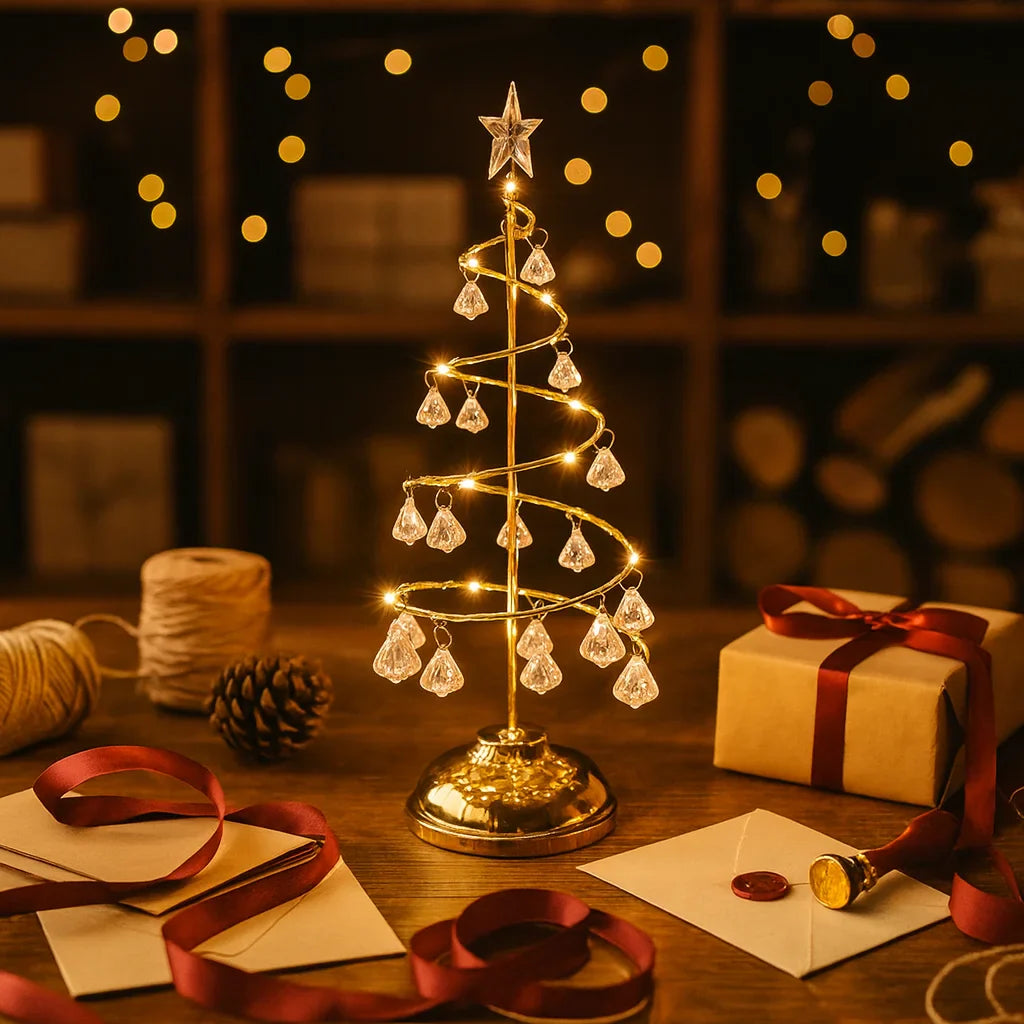 Crystal Tree Table Lamp with Warm White LED Lights